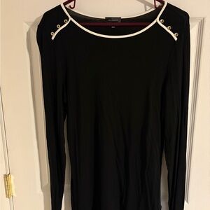 The Limited Black Long Sleeve Top with White Trim